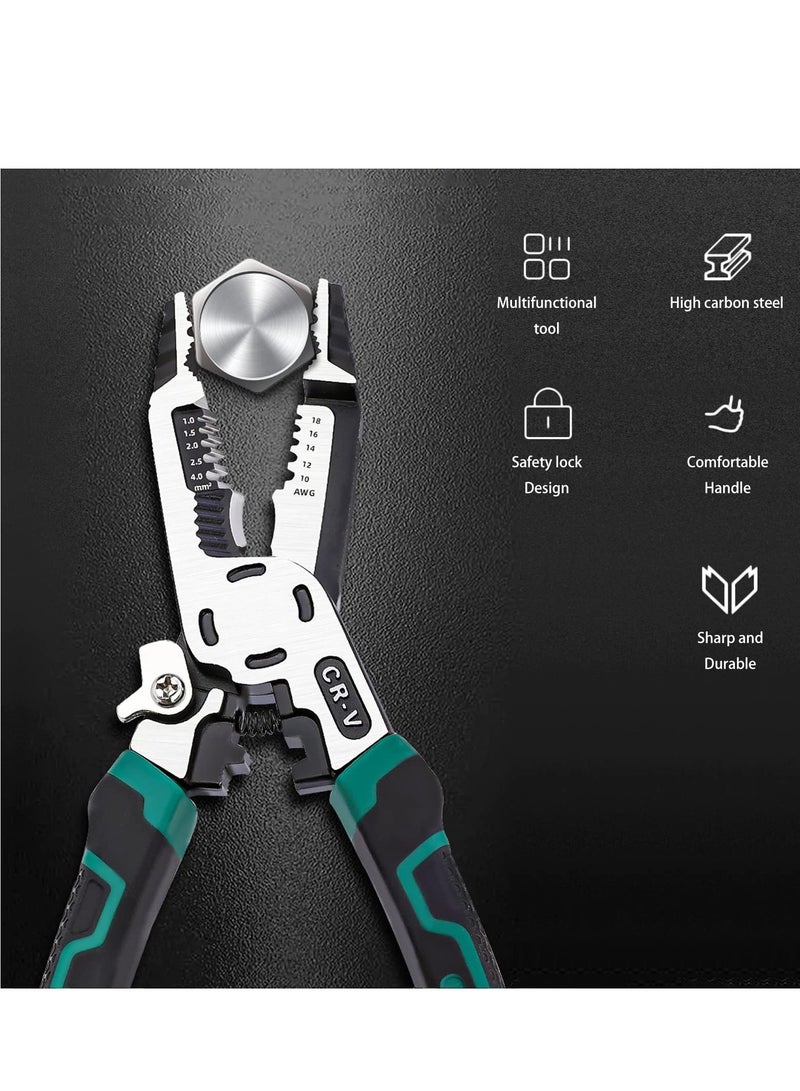10-in-1 Wire Stripper Tool, wire crimping tool, C-RV Multifunctional needle nose pliers, Cutter, 9in Combination Plier, Wiring Tools and Multi-Function Hand Tool - Image 3