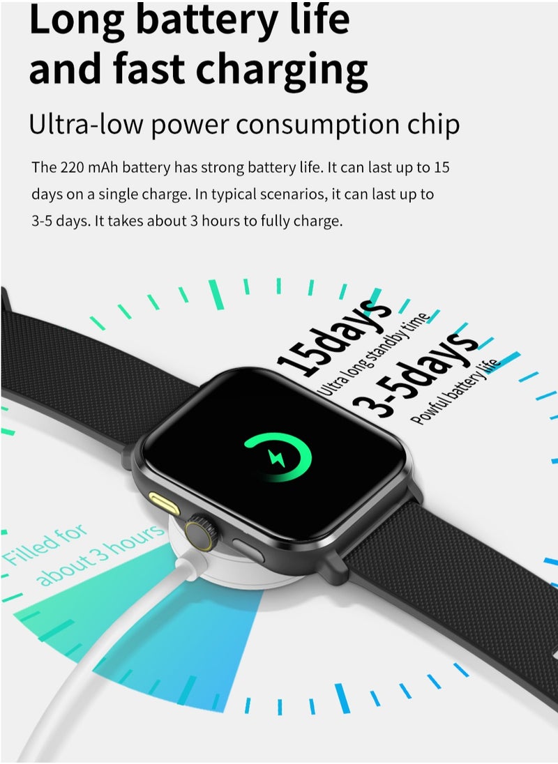 AROAQ - M12 Smart Watch, Elegant Multifunction Fitness Tracker Watch, Durable NFC Sleep Monitor Smart Wrist Watch With Multiple Sports Mode, Ideal For Gift, (Black) - Image 1
