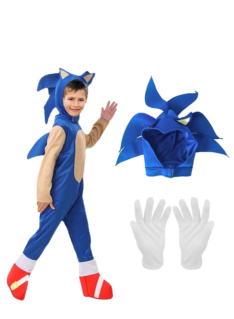 Kids Costume Anime Deluxe Hedgehog Dress Up Suit Onesie Boys Girls Carnival Party Jumpsuit M