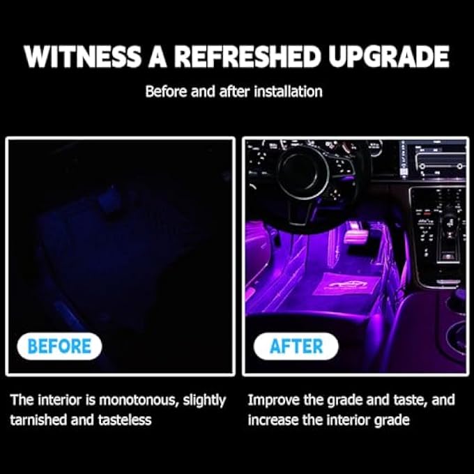 Bukela Car Interior Led Waterproof Led Strip For Car Interior Usb Powered Ambient Footwell Lights Customizable Ice Blue Blue Pink Colors Easy Installation Universal For Cars 5V Pink - Image 3