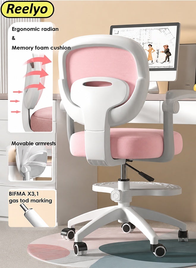 Reelyo Ergonomic Kids Desk Chair  Kids' Armchairs Computer Desk Chai  Child'S Children Student Study Office Computer Chair Ergonomic Low-Back Mesh Rolling Work Swivel Chairs Adjustable Seat Height Sit-Locking Casters Swivel Type - Image 1