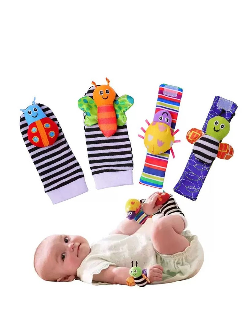 4-Piece Infant Socks And Wrist Rattles Toy Set For Kids - Image 1