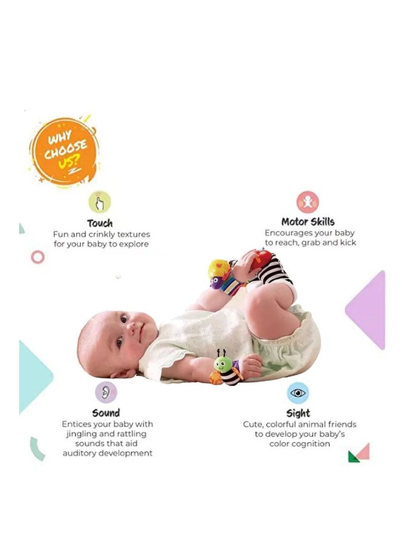 4-Piece Infant Socks And Wrist Rattles Toy Set For Kids - Image 2