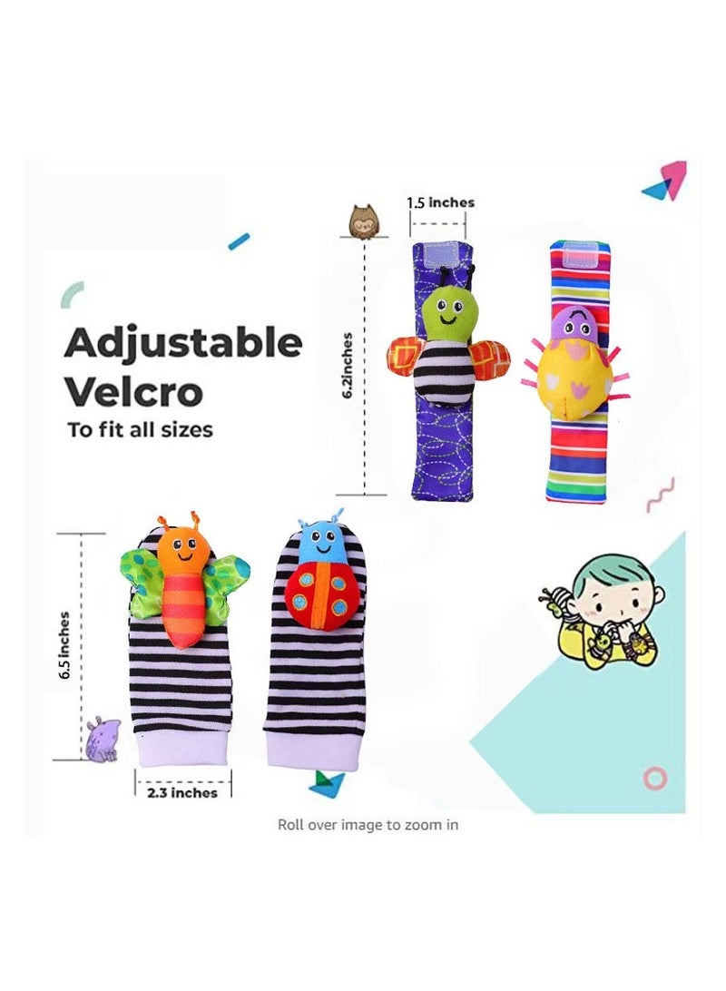 4-Piece Infant Socks And Wrist Rattles Toy Set For Kids - Image 5