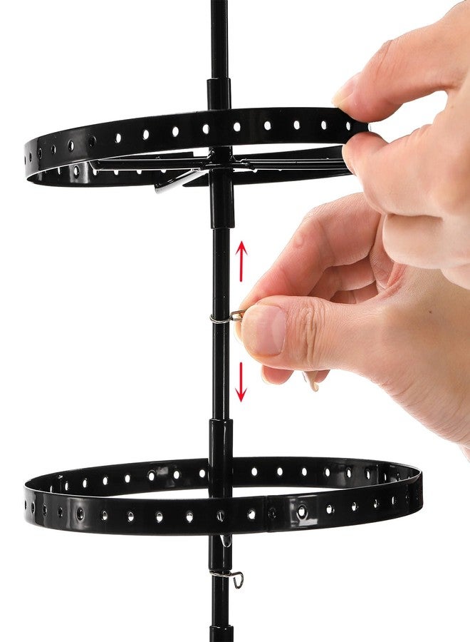 DEAYOU 6 Tiers Rotating Earring Holder Organizer, 264 Holes Metal Pierced Earring Display Stand Rack, Adjustable Hanging Earring Tree Organizer for Women, Girl, Selling, Black - Image 4