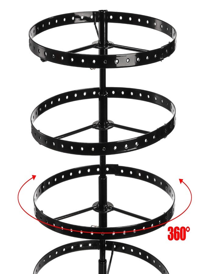 DEAYOU 6 Tiers Rotating Earring Holder Organizer, 264 Holes Metal Pierced Earring Display Stand Rack, Adjustable Hanging Earring Tree Organizer for Women, Girl, Selling, Black - Image 3