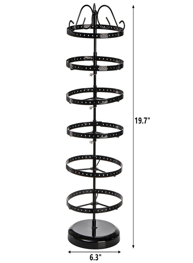DEAYOU 6 Tiers Rotating Earring Holder Organizer, 264 Holes Metal Pierced Earring Display Stand Rack, Adjustable Hanging Earring Tree Organizer for Women, Girl, Selling, Black - Image 2