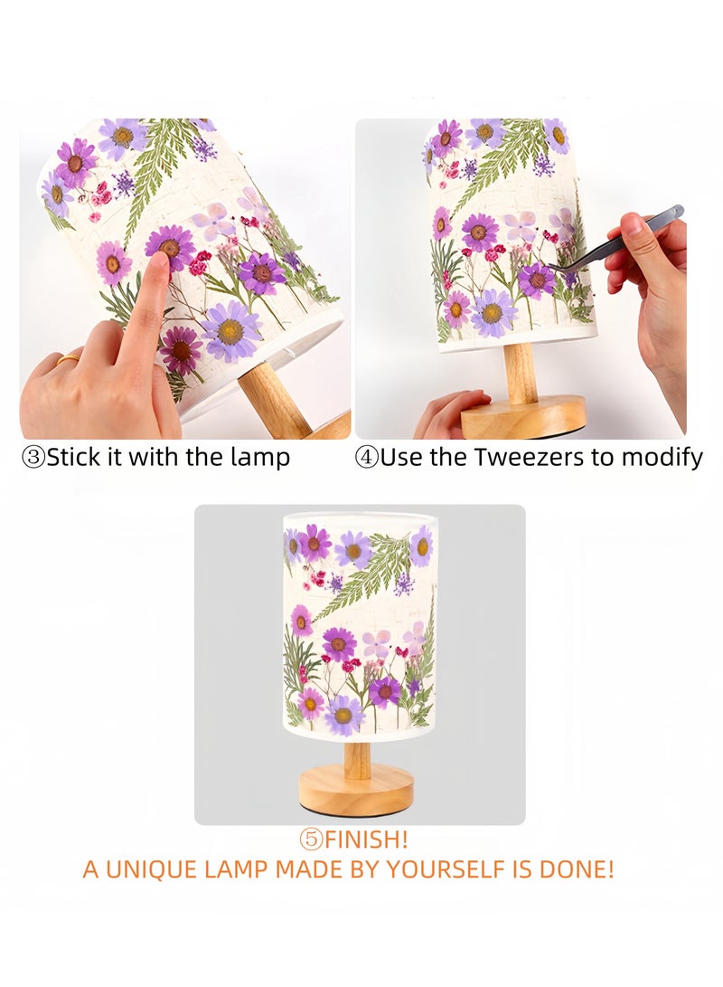 Aura Finesse DIY Warm Light Bedroom Table Lamp, With Tools Bag and Dry Flowers Bundle - Image 4