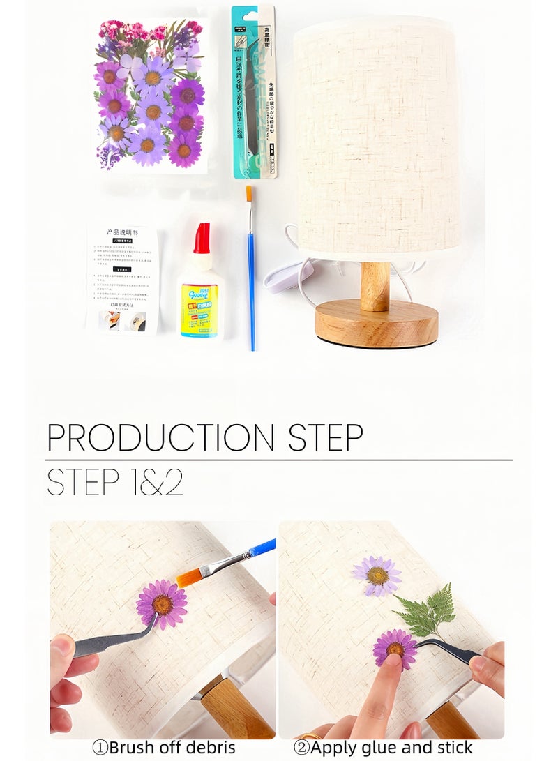 Aura Finesse DIY Warm Light Bedroom Table Lamp, With Tools Bag and Dry Flowers Bundle - Image 3