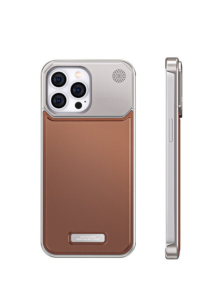 iPhone 16 Pro Max Case, Aromatic Aluminum Alloy Leather Texture Design, Magnetic Absorption Metal Shockproof Phone Cover, Ultra-Slim and Lightweight for Optimal Protection  - Image 1