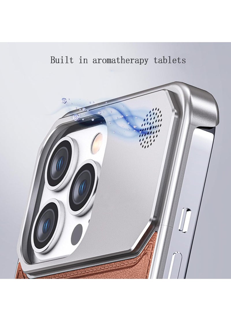 iPhone 16 Pro Max Case, Aromatic Aluminum Alloy Leather Texture Design, Magnetic Absorption Metal Shockproof Phone Cover, Ultra-Slim and Lightweight for Optimal Protection  - Image 2