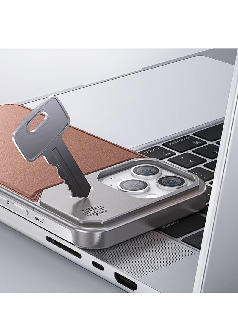 iPhone 16 Pro Max Case, Aromatic Aluminum Alloy Leather Texture Design, Magnetic Absorption Metal Shockproof Phone Cover, Ultra-Slim and Lightweight for Optimal Protection  - Image 3