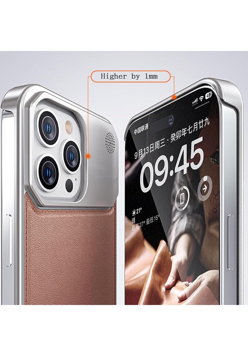 iPhone 16 Pro Max Case, Aromatic Aluminum Alloy Leather Texture Design, Magnetic Absorption Metal Shockproof Phone Cover, Ultra-Slim and Lightweight for Optimal Protection  - Image 4
