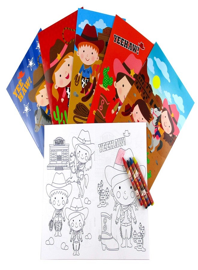 TINYMILLS Western Cowboy Cowgirl Coloring Book Set with 12 Coloring Books and 48 Crayons Western Cowboy Cowgirl Birthday Party Supplies Favor Bag Filler Carnival Prizes Rewards - Image 2