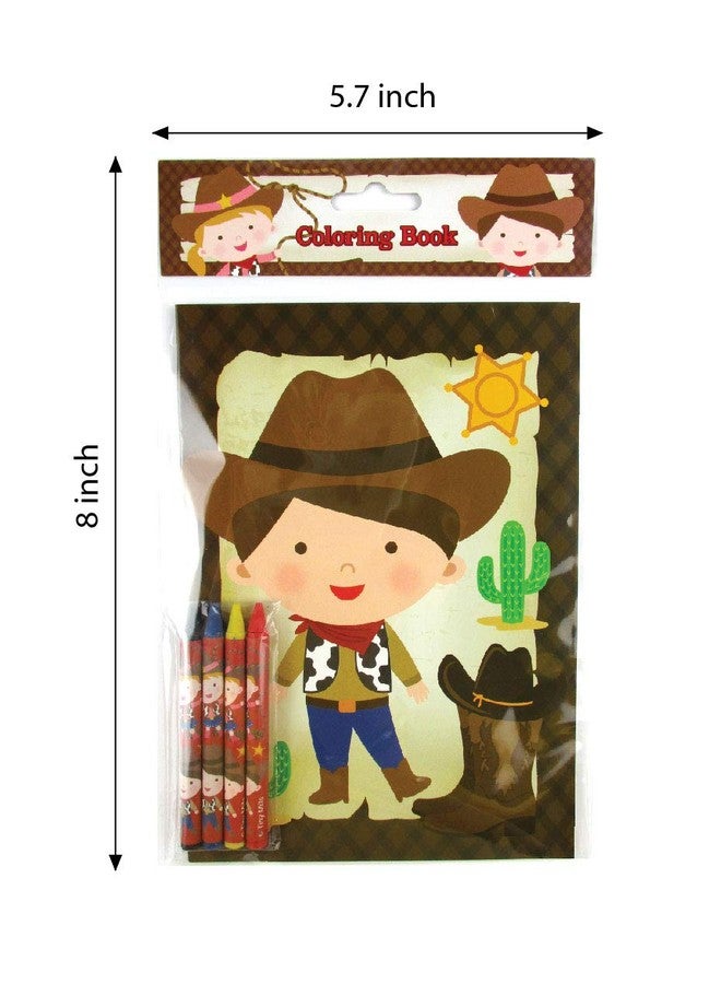 TINYMILLS Western Cowboy Cowgirl Coloring Book Set with 12 Coloring Books and 48 Crayons Western Cowboy Cowgirl Birthday Party Supplies Favor Bag Filler Carnival Prizes Rewards - Image 4