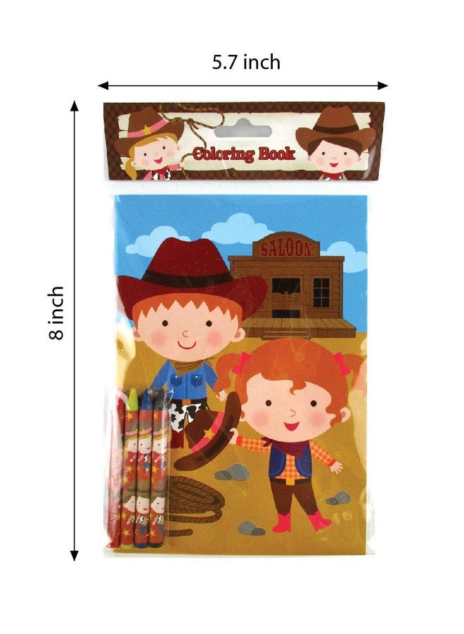 TINYMILLS Western Cowboy Cowgirl Coloring Book Set with 12 Coloring Books and 48 Crayons Western Cowboy Cowgirl Birthday Party Supplies Favor Bag Filler Carnival Prizes Rewards - Image 5