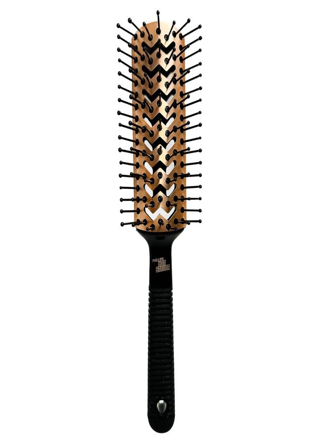 Phillips Brush Hot Styler Rose Gold Metal Vented Hair Brush for Blow Drying & Styling, Anti-Static Ball Tipped Nylon Bristles - Rubber Ergonomic Handle - Image 1