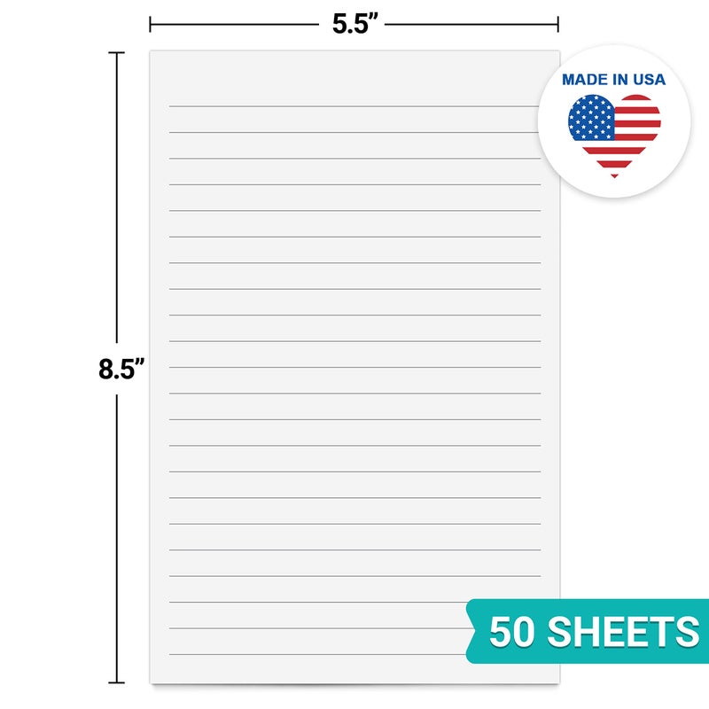 321Done Ruled Notepad Lined Notepad - Made in USA, White - Half Size (5.5x8.5), Wide-Ruled - Image 2