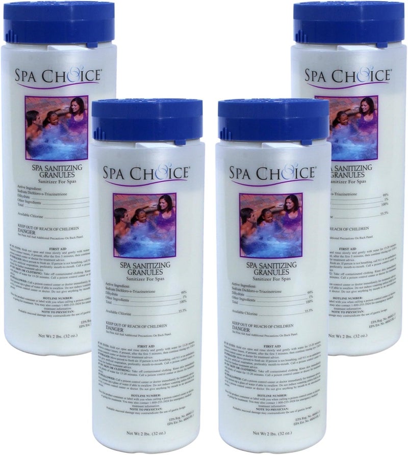SpaChoice 2-Pounds 4-Pack Premium Spa Sanitizing Granules, Spa Chlorine Granules for Hot Tub, Made in USA - Image 1