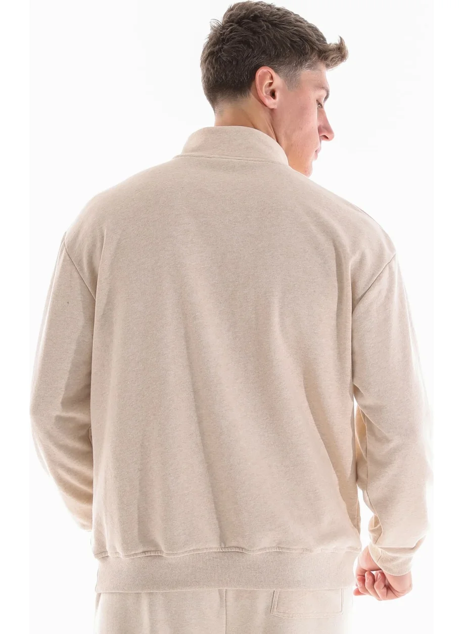 Defy's Men's Stand Collar Sweat Beige