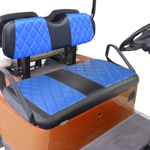 NOKINS Golf Cart Diamond Seat Covers Kit, Fit for EZGO TXT 1994-2013/EZGO RXV OEM Standard Front Seat Cushion, Golf Cart Vinyl Seat Cover, No Nails Required (Blue and Black) - Image 1