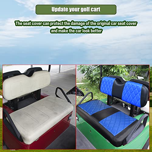 NOKINS Golf Cart Diamond Seat Covers Kit, Fit for EZGO TXT 1994-2013/EZGO RXV OEM Standard Front Seat Cushion, Golf Cart Vinyl Seat Cover, No Nails Required (Blue and Black) - Image 5