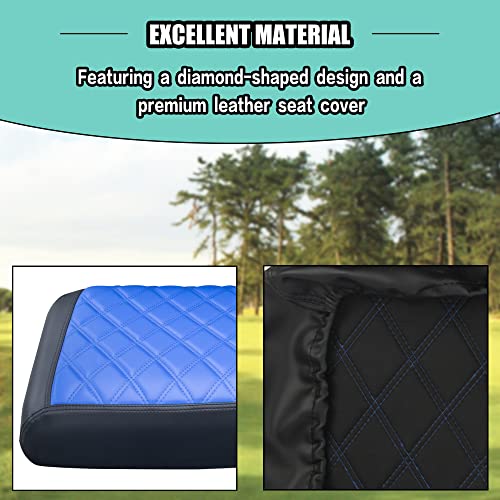 NOKINS Golf Cart Diamond Seat Covers Kit, Fit for EZGO TXT 1994-2013/EZGO RXV OEM Standard Front Seat Cushion, Golf Cart Vinyl Seat Cover, No Nails Required (Blue and Black) - Image 4