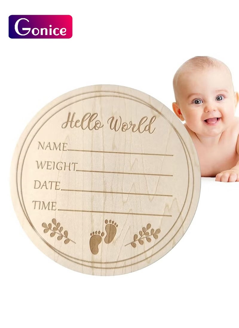 Gonice - Baby Announcement Sign, Newborn Baby Announcement Sign, 5.9 Inch Hello World Newborn Welcome Sign for Baby Shower, Photo Prop, Hospital, Nursery, New Parents (B) - Image 1