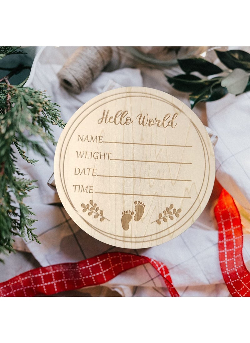 Gonice - Baby Announcement Sign, Newborn Baby Announcement Sign, 5.9 Inch Hello World Newborn Welcome Sign for Baby Shower, Photo Prop, Hospital, Nursery, New Parents (B) - Image 1