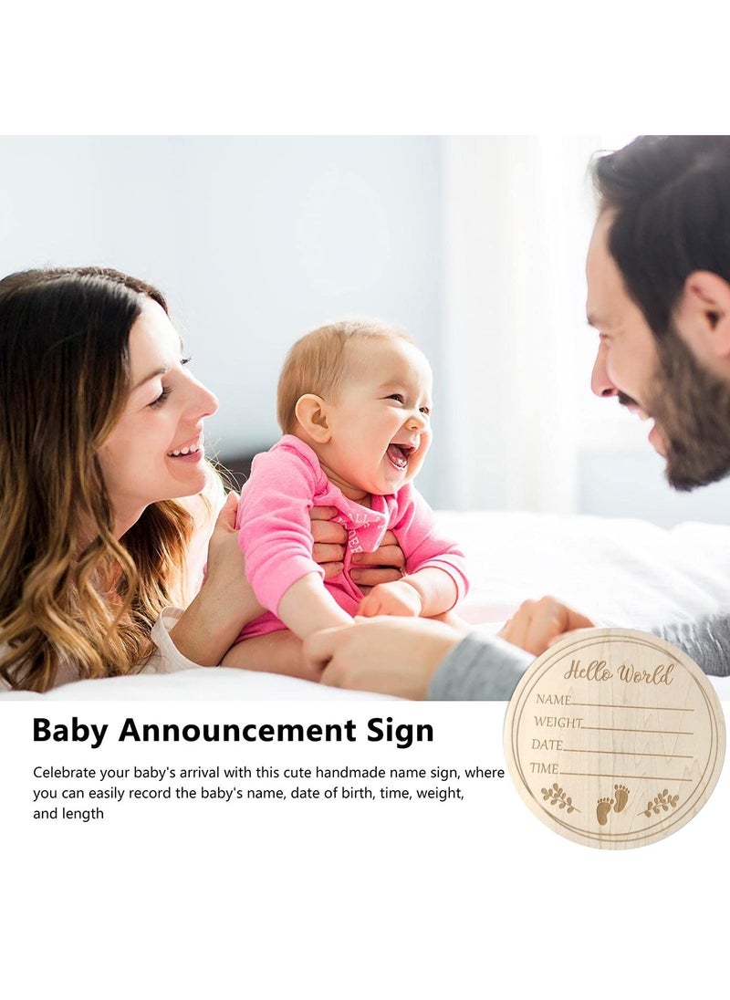 Gonice - Baby Announcement Sign, Newborn Baby Announcement Sign, 5.9 Inch Hello World Newborn Welcome Sign for Baby Shower, Photo Prop, Hospital, Nursery, New Parents (B) - Image 1