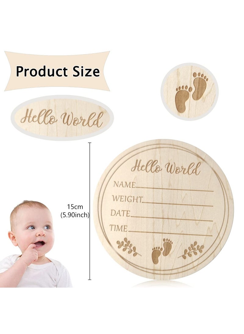 Gonice - Baby Announcement Sign, Newborn Baby Announcement Sign, 5.9 Inch Hello World Newborn Welcome Sign for Baby Shower, Photo Prop, Hospital, Nursery, New Parents (B) - Image 1