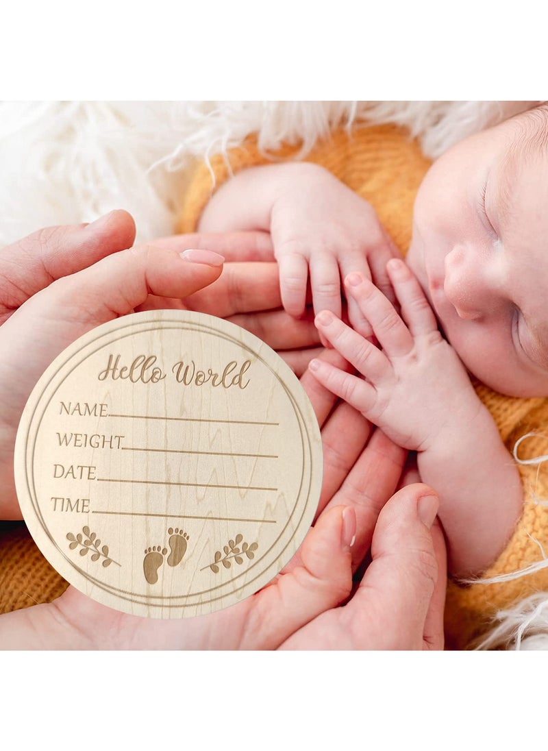 Gonice - Baby Announcement Sign, Newborn Baby Announcement Sign, 5.9 Inch Hello World Newborn Welcome Sign for Baby Shower, Photo Prop, Hospital, Nursery, New Parents (B) - Image 1