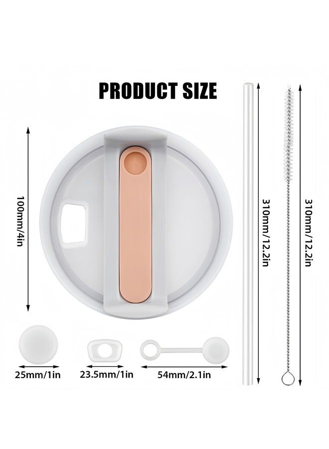 Peachjoy 2 Pack Lid Replacement 40 oz Tumbler with Handle for Cup 2.0 Version - 6 Pcs Extra Long Reusable Straws and H2.0 Silicone Spill Proof Stopper - Spill Resistant Covers 3 Set  - Image 4