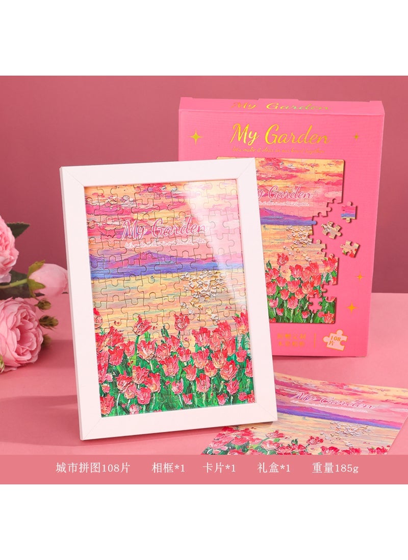 Hubei Wuhan Souvenir Puzzle Featuring Yellow Crane Tower Puzzle-Romantic Flower Sea (Send Photo Frame) 