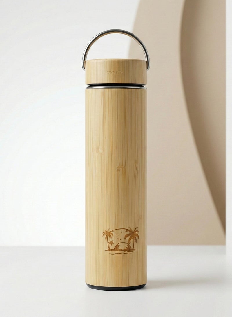 أو جي إس كوب حراري بغطاء خشبي وتصميم بامبو أنيق ستانلس داخلي يحافظ على  البرودة 24 ساعة والحرارة 8 ساعات - Image 1