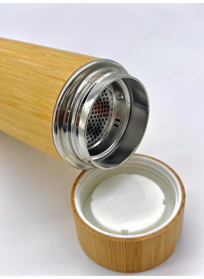 أو جي إس كوب حراري بغطاء خشبي وتصميم بامبو أنيق ستانلس داخلي يحافظ على  البرودة 24 ساعة والحرارة 8 ساعات - Image 5