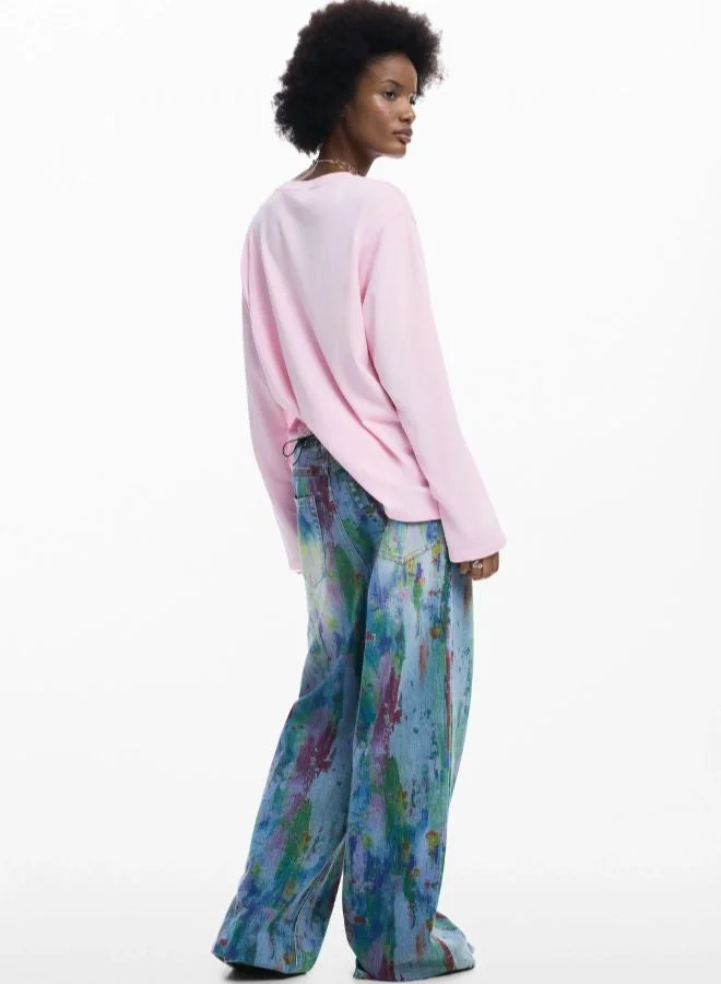 DESIGUAL Pink Bouquet T-Shirt for Women | Best Price UAE