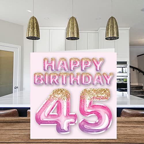 Stuff4 45th Birthday Card for Women - Pink & Purple Glitter Balloons - Happy Birthday Cards for 45 Year Old Woman Mom Cousin Friend Sister Auntie, 5.7 x 5.7 Inch Forty-Five Forty-Fifth Greeting Cards Gift - Image 3