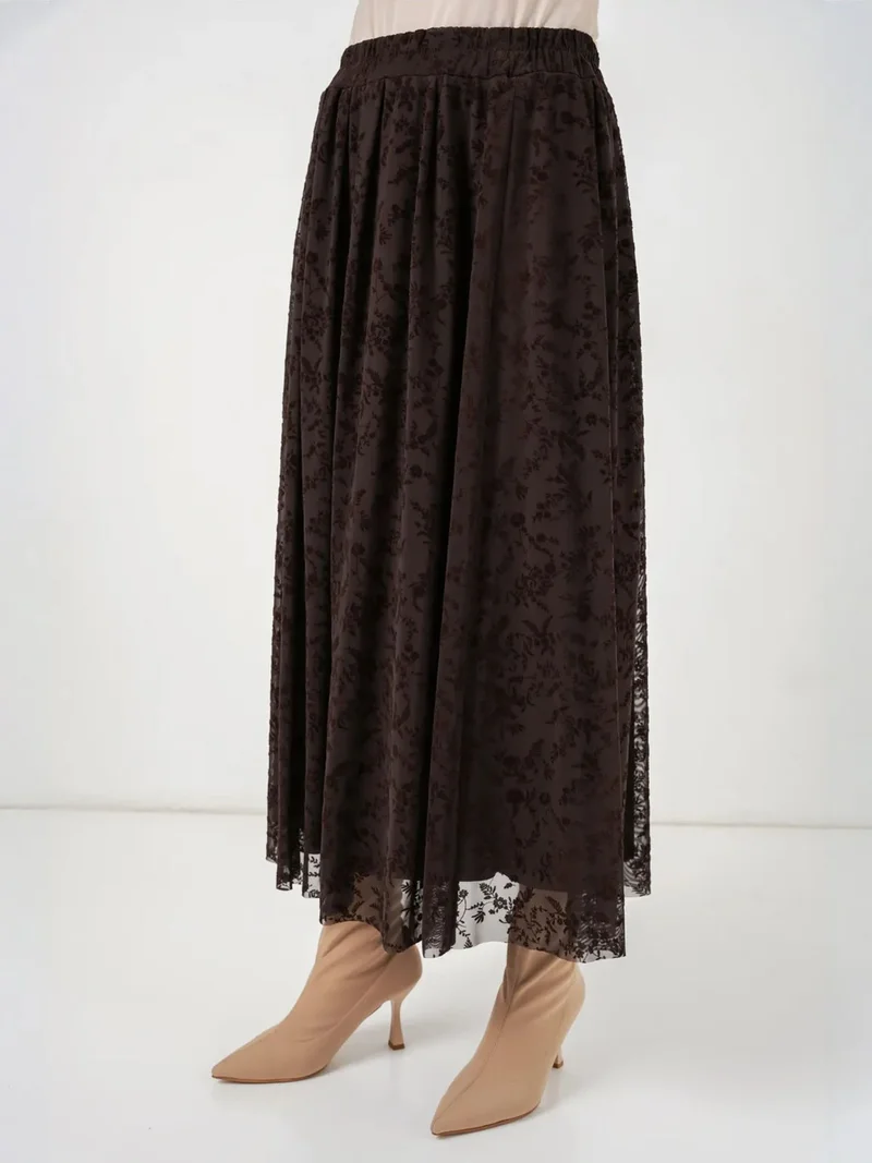 Big Dart Mocha Brown BDART High Waist Floral Maxi Skirt for Women | Best Price UAE