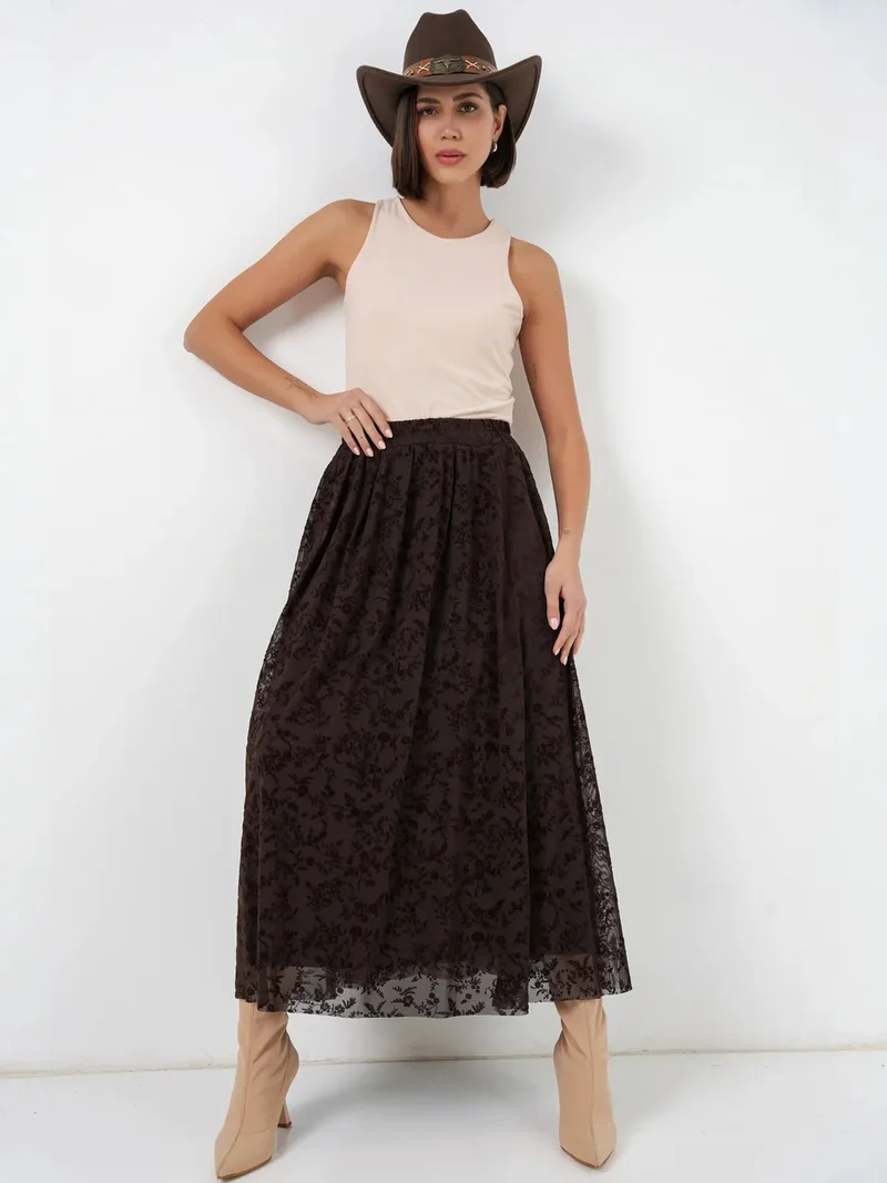 BIG DART BDART High Waist Floral Maxi Skirt