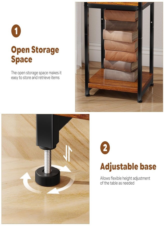 Ekisemio 3-Tier Side Table, End Table Nightstand for for Living Room & Small Spaces, Rustic Brown - Image 5