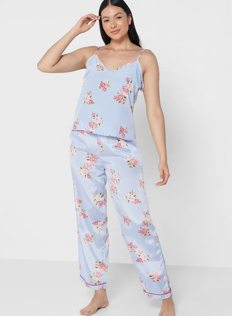 ELLA 3Pc Pyjama Set Cami Top With Night Robe & Pant