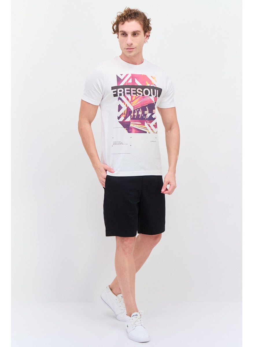 Free Soul Men Crew Neck Short Sleeve Graphic Print Troon T-Shirt, White Combo  - Image 4