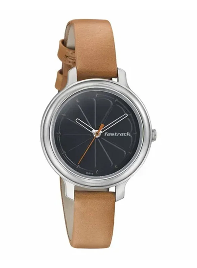 fastrack Fastrack Quartz Analog Watch for Girls With Black Dial Leather Strap