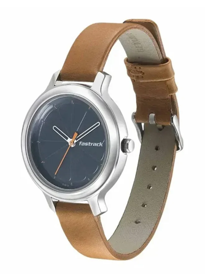 fastrack Fastrack Quartz Analog Watch for Girls With Black Dial Leather Strap
