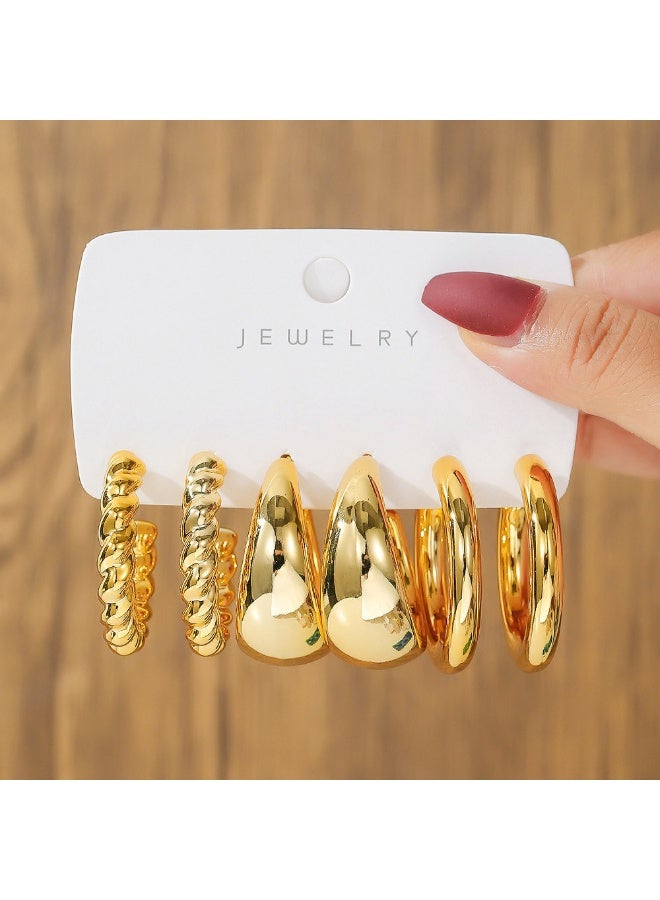 3-Pair Classic  Hoop Earrings Set for Women CCB Stylish and Trendy Ear Hoop Jewellery for Daily Wear and Special Occasion