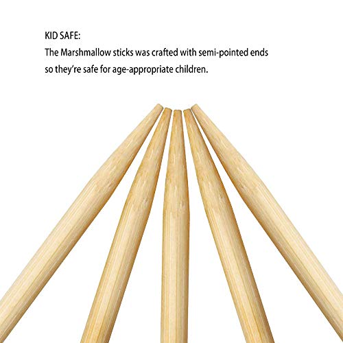 FLYPARTY Bamboo Marshmallow Roasting Sticks with 30 Inch 5mm Thick Extra Long Heavy Duty Wooden Skewers,Roaster Barbecue S'Mores Skewers Hot Dog Forks for Camping,Party,Kebab Sausage(60 Pcs) - Image 3