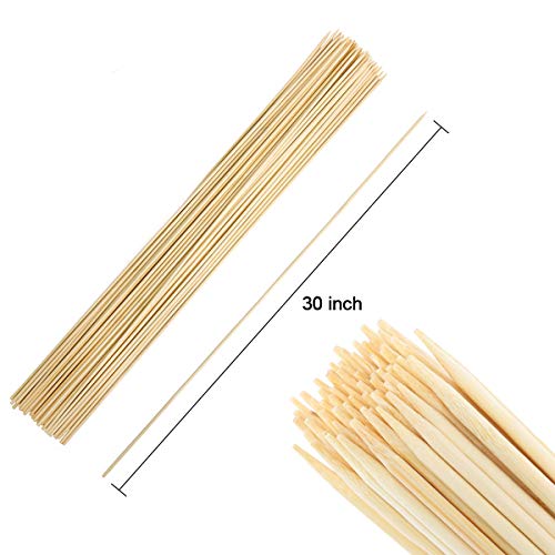 FLYPARTY Bamboo Marshmallow Roasting Sticks with 30 Inch 5mm Thick Extra Long Heavy Duty Wooden Skewers,Roaster Barbecue S'Mores Skewers Hot Dog Forks for Camping,Party,Kebab Sausage(60 Pcs) - Image 2