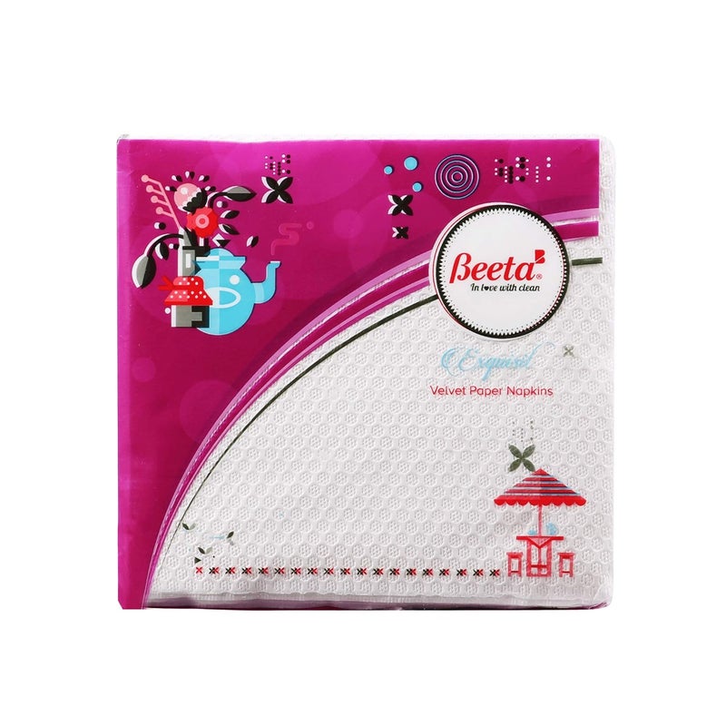 Beeta Velvet Paper Table Top Napkins Tissue, 30 x 30 Cm (Pack of 6) 300 Napkins -Each 2 Ply - 100% Natural Cellulose Fiber - Image 1