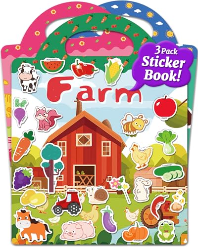 Benresive Reusable Sticker Book for Toddlers Stickers for Kids Toddler Travel Toys Activities Crafts Ages 3 and Up Birthday Gifts Farm Animal and Season - Image 1